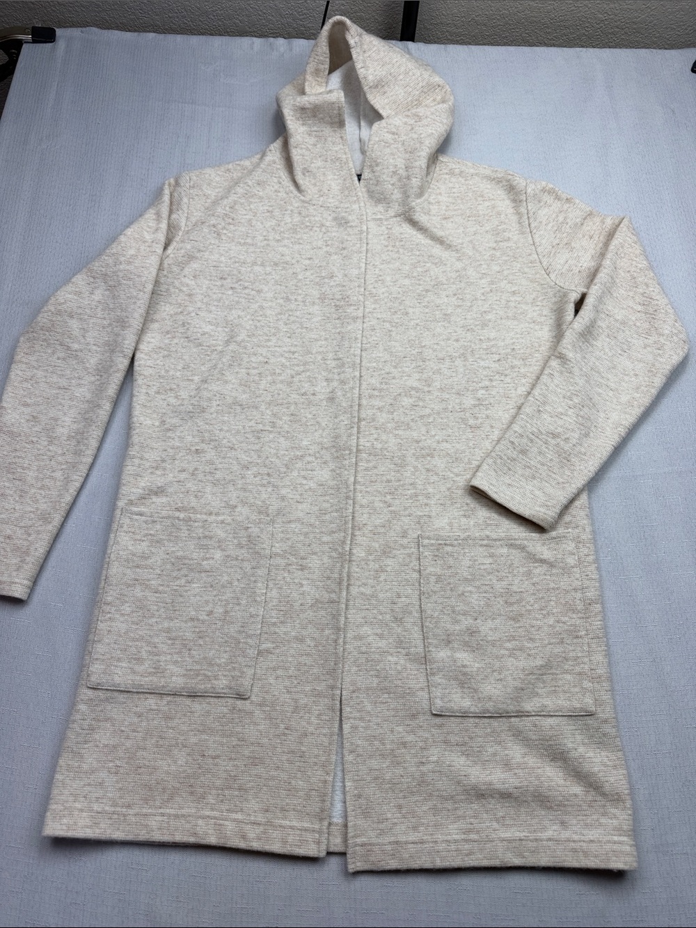 Kuhl Heathered Cream Hooded Longline Cardigan